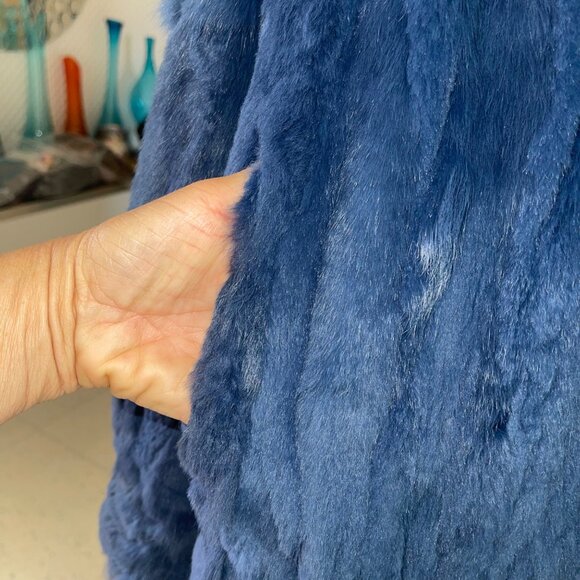 Vintage 1980s Womens Jacket Size XL Blue Bomber Style Rabbit Pockets Casual - Picture 10 of 12